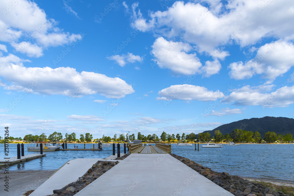 Landscape Scenery of Tairua, Coromandel Peninsula - New Zealand: Wharf and Ferry Terminal