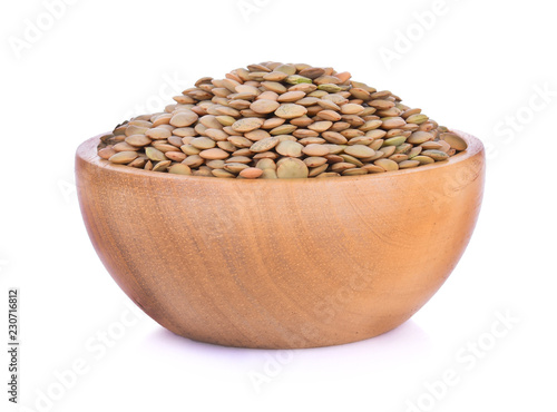 lentils in bowl on white background photo