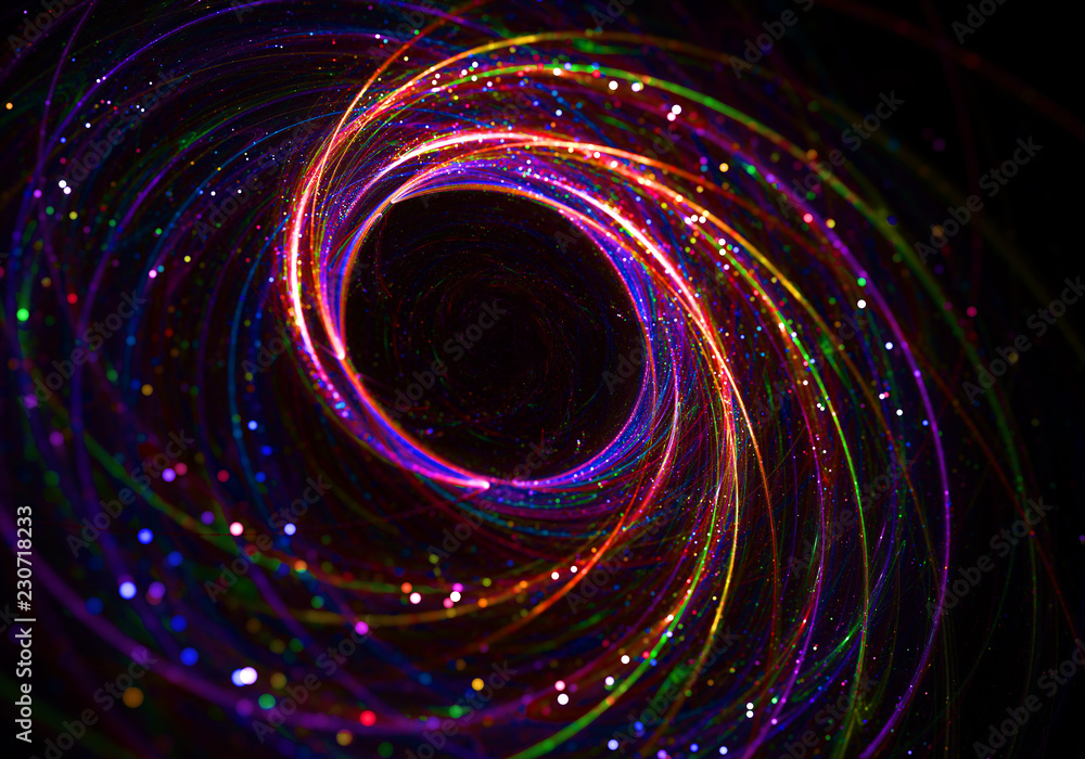 Fototapeta premium Black Hole Event Horizon Astrophysics Concept - Curvature Space-Time, Multidimensional Space, Blackhole Funnel 