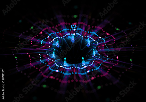 Εκτύπωση καμβά Flower Wormhole Curvature Space-Time, Multidimensional Space, Blackhole Funnel C