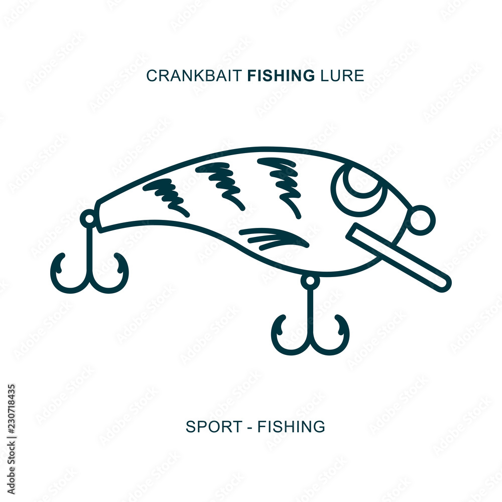 Crankbait fishing lure symbol in shape of perch. Stock Vector