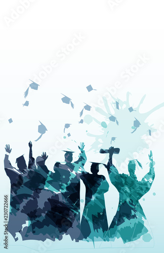 Graduation silhouette in watercolors