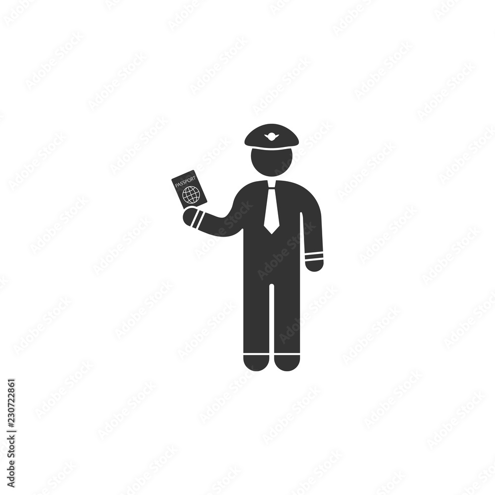 Officer with passport icon. Element of airport icon for mobile concept and web apps. Detailed Officer with passport icon can be used for web and mobile