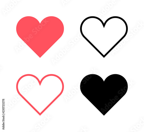 Red hearts and black hearts flat icons2