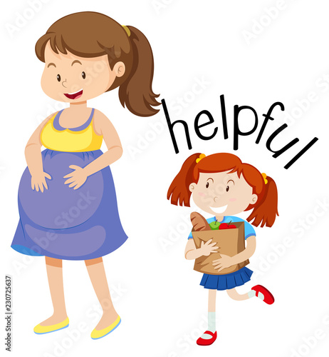 Daughter helping pregnant mother