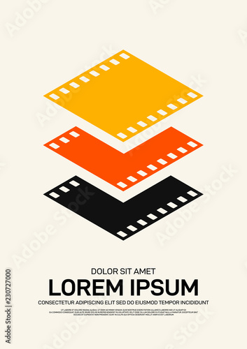 Movie and film poster design template background modern vintage retro style