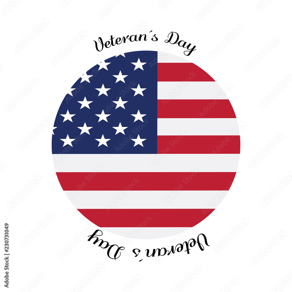 Fototapeta premium Veteran day label with the flag of United States. Vector illustration design