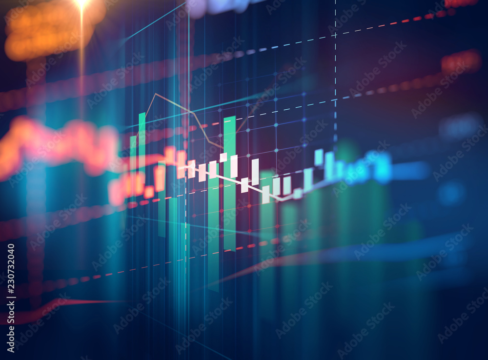 stock market investment graph with indicator and volume data. stock market investment graph with indicator and volume data.