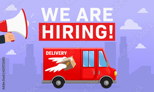 We are hiring driver. Driver poster recruitment illustration