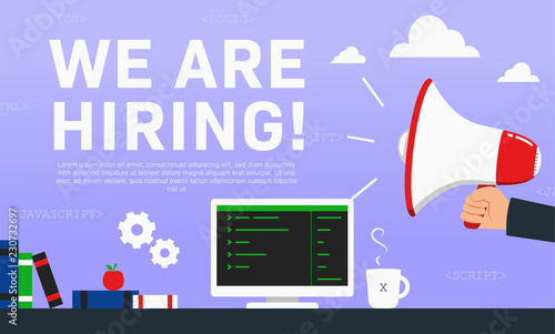 We are hiring Programmer. Recruitment poster ads illustration for computer programmer