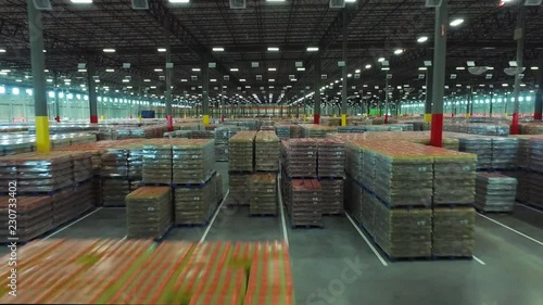 Aerial overview across aisles of merchandise in a warehouse photo