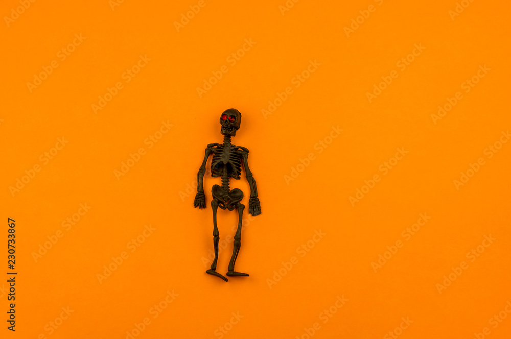 Orange background with collection of Halloween