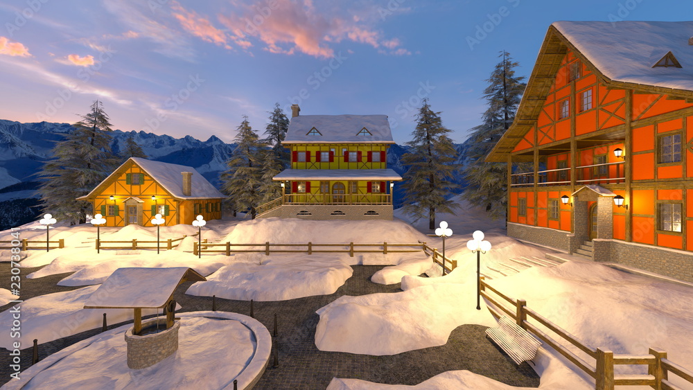 雪のロッジ Stock イラスト Adobe Stock