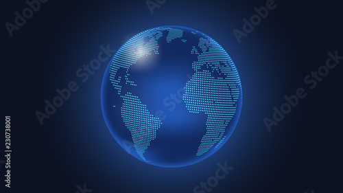 Dark Blue Vector background. Digital Dotted globe
