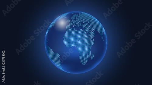 Dark Blue Vector background. Digital Dotted globe