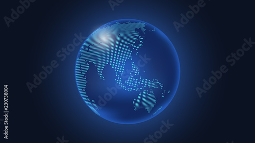 Dark Blue Vector background. Digital Dotted globe