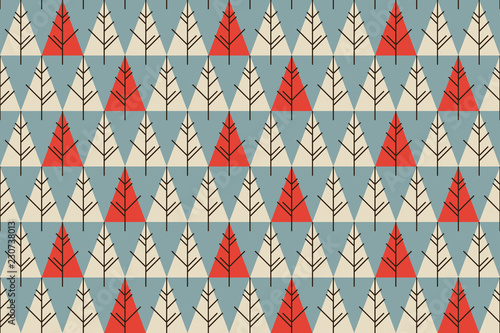 Abstract Christmas trees seamless pattern