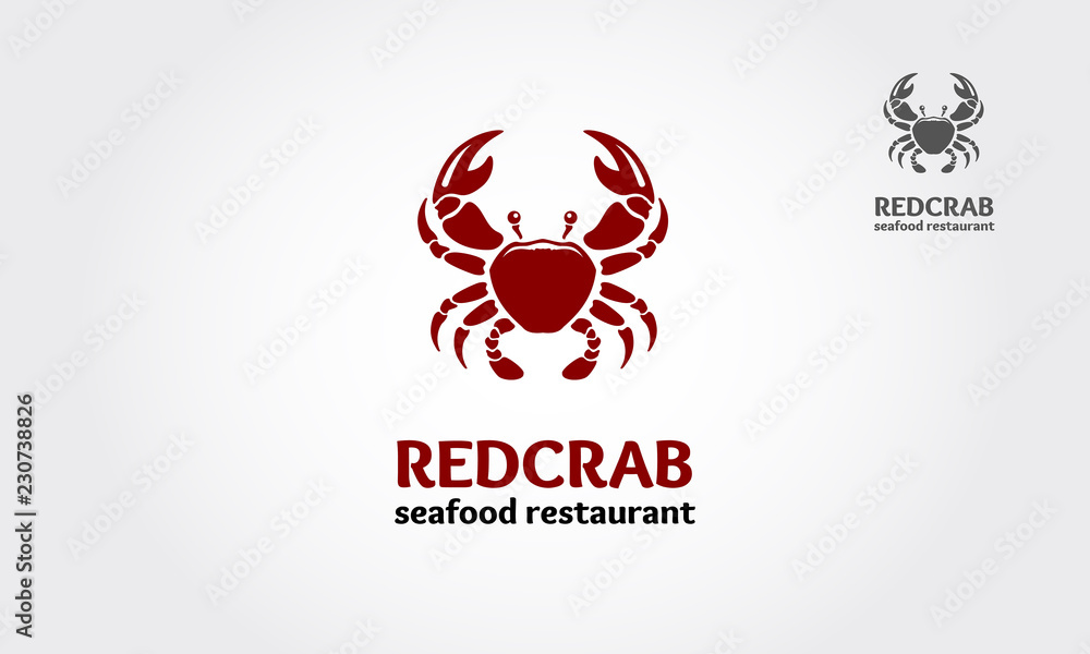 Red Crab Seafood Restaurant Logo Template. A Simple Creative Logo For Your Business.