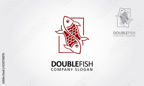 Double Fish Vector Logo Illustration. Vector silhouette of a fish. A great logo suitable for creative agencies, consulting company, marketing, internet and more.
