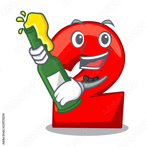 With beer number two red isolated on mascot