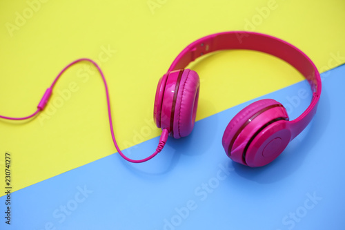  headphones on colorful background.