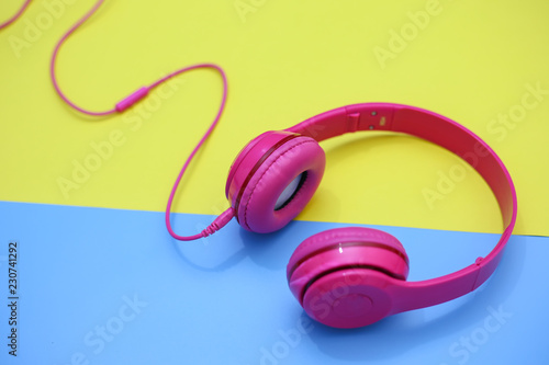  headphones on colorful background.