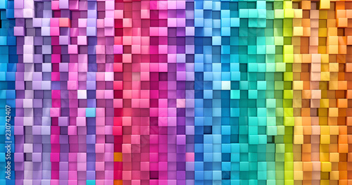 3D rendering abstract background colorful cubes wall
