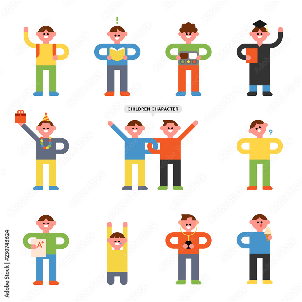 student character set. flat design style vector graphic illustration