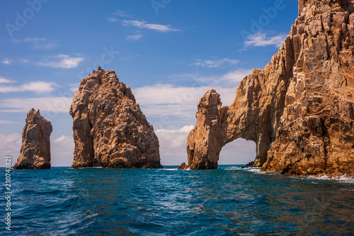 The rock structures near The Arch of Cabo San Lucas in Mexico.