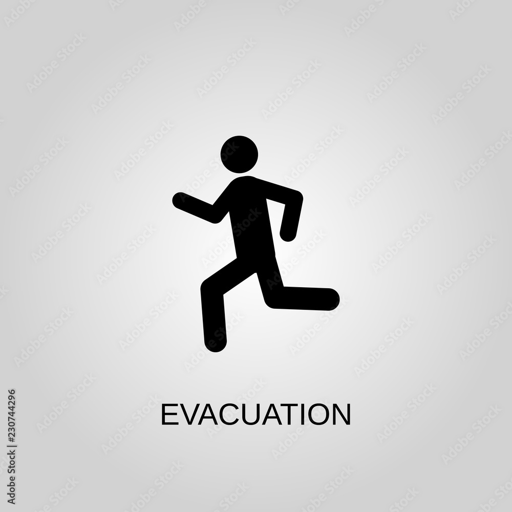 Evacuation icon. Evacuation symbol. Flat design. Stock - Vector illustration.