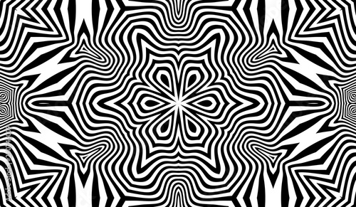 Pattern with optical illusion. Black and white design. Abstract striped background. Vector illustration.