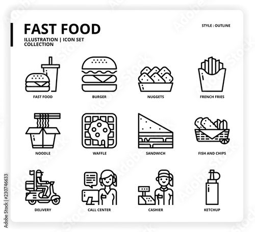 Fast food icon set