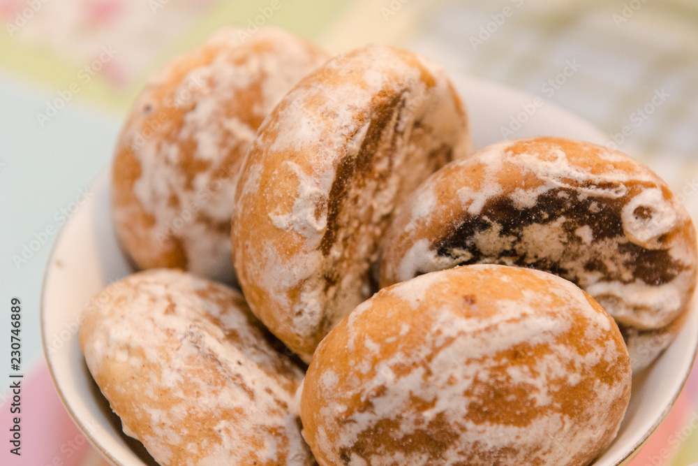 Gingerbread cookies are on the table. Gingerbread closeup. Gingerbread cookies are on the table. Gingerbread closeup.
