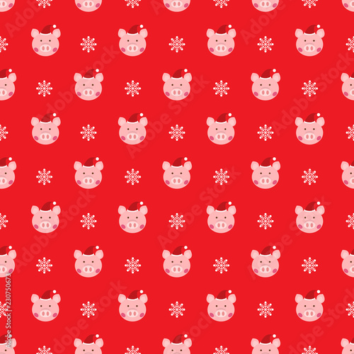 Christmas wallpaper with cute pig