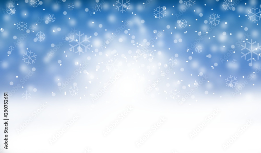 bright abstract winter background with snowflakes