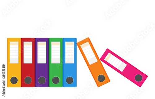 Set of colored ring binders isolated on white. Vector illustration in flat style