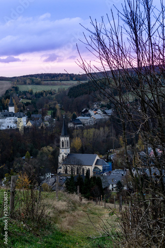 City view of Neuhausen Erzgebirge at evening © Normann