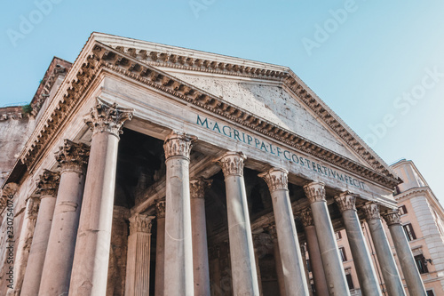Pantheon in Rome, Italy. Temple of all the gods. Former Roman temple, now church, in Rome. Piazza della Rotonda.