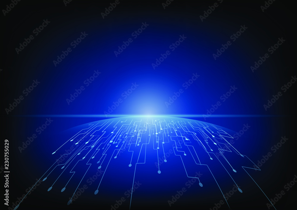 Abstract blue computer technology background with circuit board system , Vector illustration Abstract blue computer technology background with circuit board system , Vector illustration