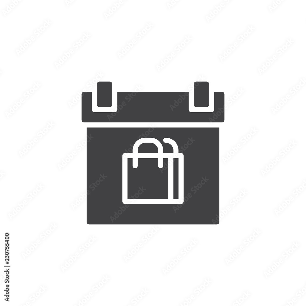 Sale day date calendar vector icon. filled flat sign for mobile concept and web design. Calendar with shopping bag simple solid icon. Symbol, logo illustration. Pixel perfect vector graphics Sale day date calendar vector icon. filled flat sign for mobile concept and web design. Calendar with shopping bag simple solid icon. Symbol, logo illustration. Pixel perfect vector graphics