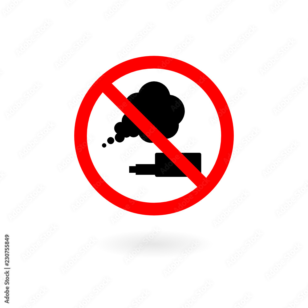 Vape pens forbidden. Prohibited vape smoke sign. No vaping illustration Vape pens forbidden. Prohibited vape smoke sign. No vaping illustration