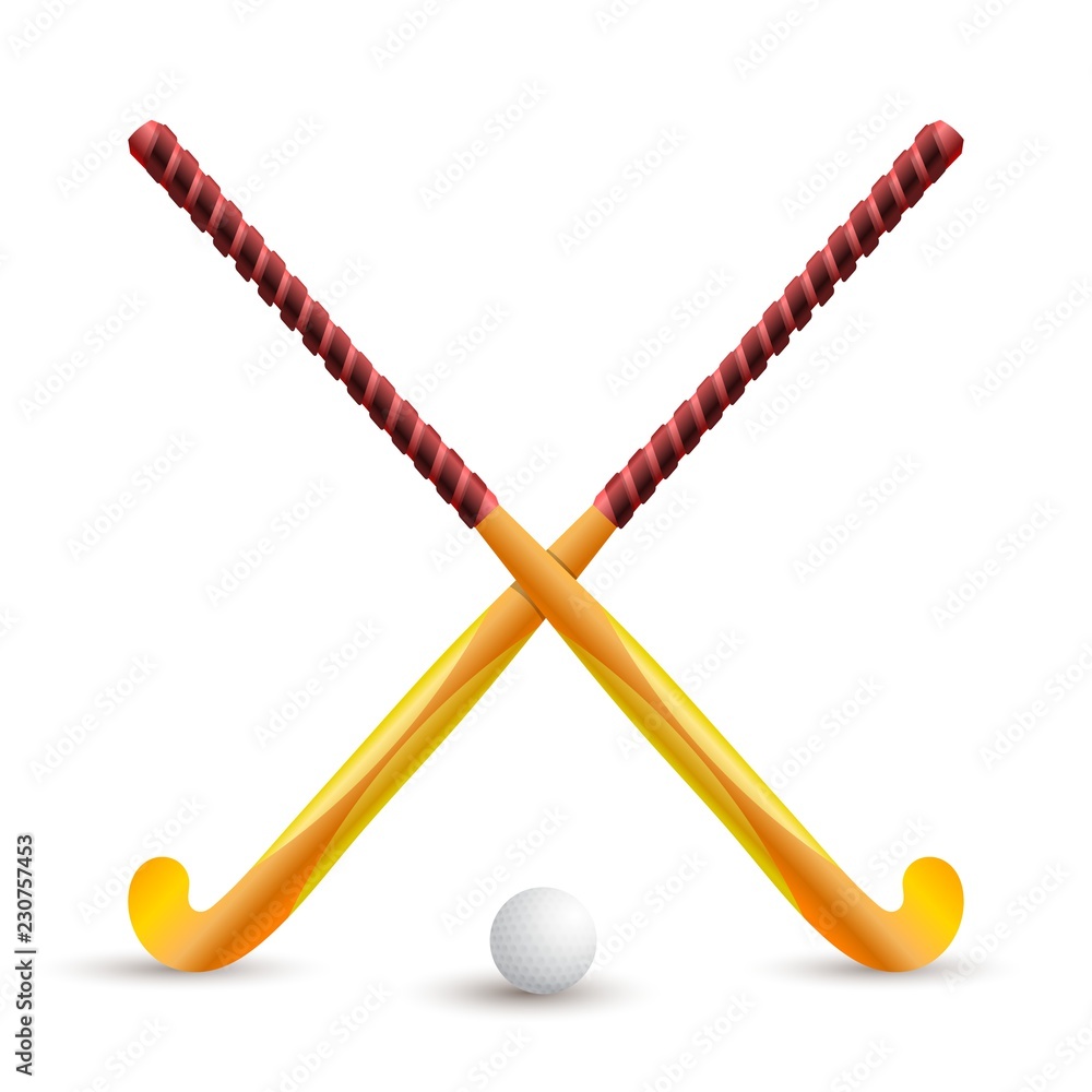 Vettoriale Stock Field hockey. Sports supplies for playing on a white  background. Hockey stick and ball. Crossed sticks for hockey. Sports  competition on the grass. Vector illustration | Adobe Stock