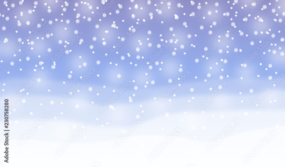 christmas blue background falling snow