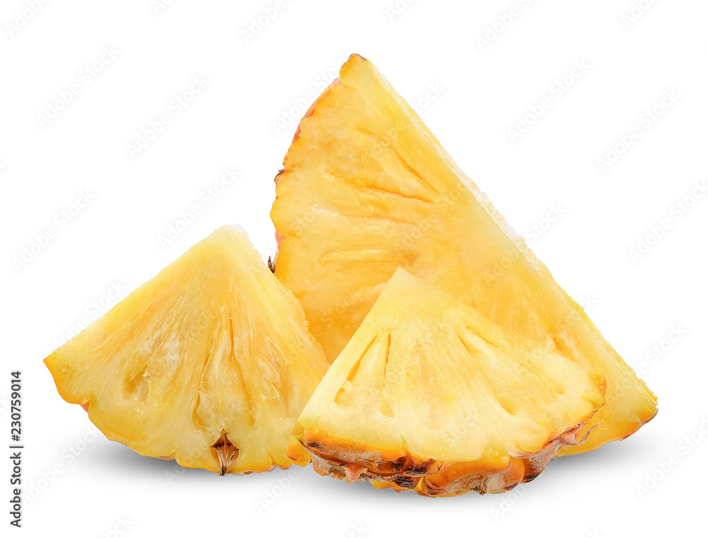 Slice pineapple isolated on white clipping path Slice pineapple isolated on white clipping path