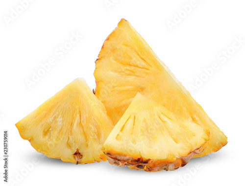 Slice pineapple isolated on white clipping path