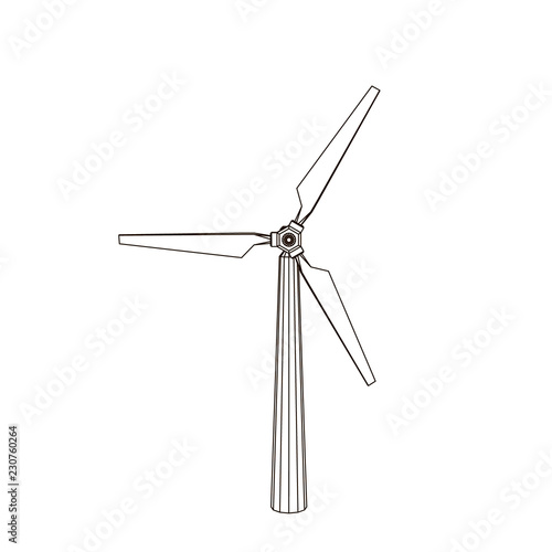 Wind turbin icon. Isolated on white background.  Vector outline illustration. photo