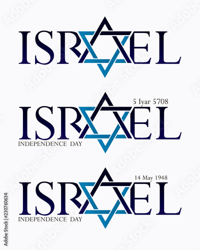 Israel Independence day text design graphic vector.