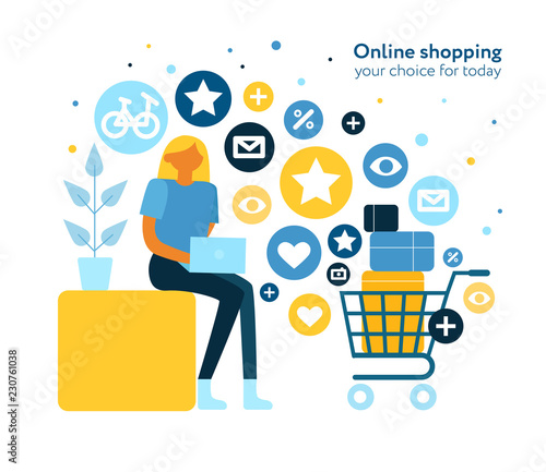 Online Shopping Flat Composition 
