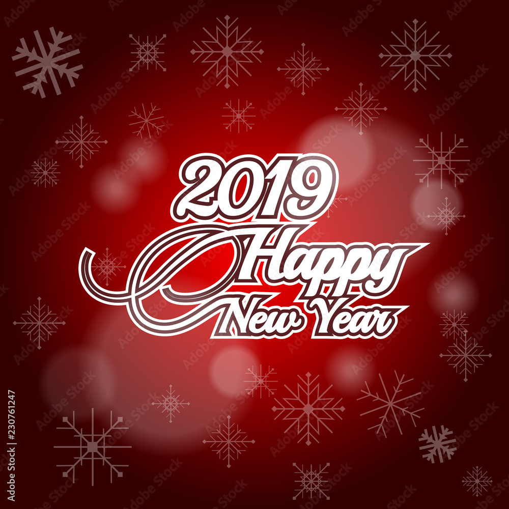 2019 Happy New Year on red background 2019 Happy New Year on red background