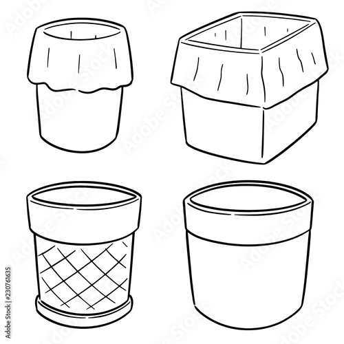 vector set of trash bin